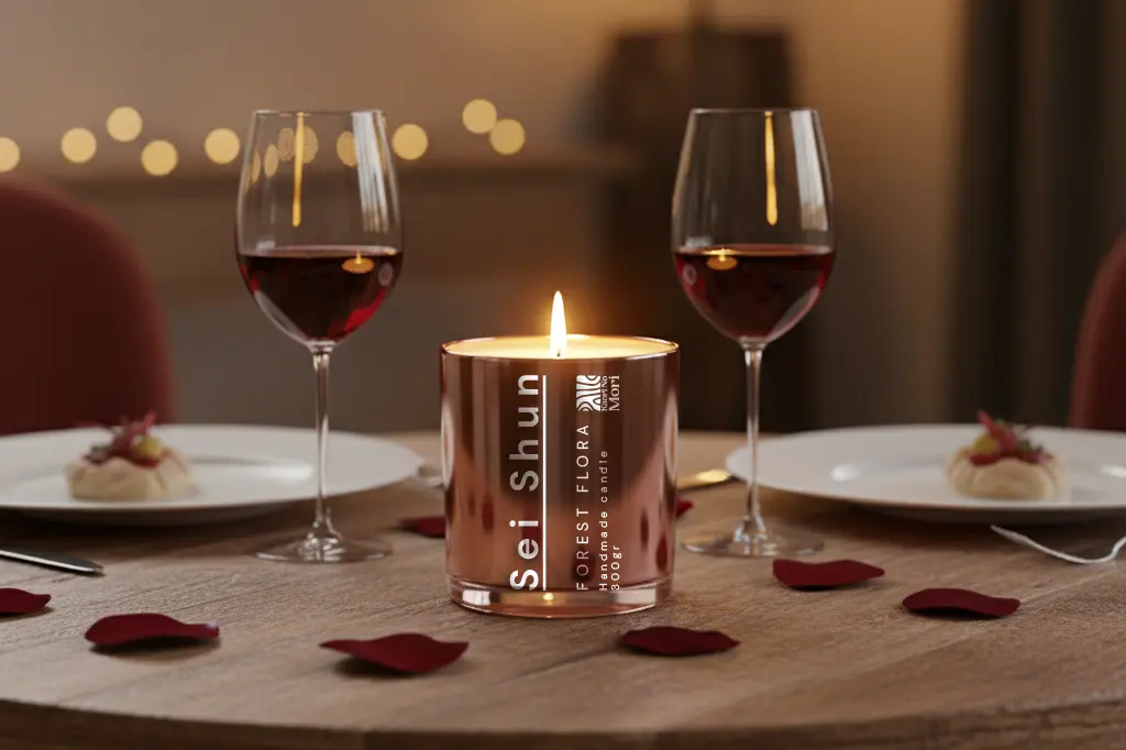 nến thơm gợi không khí lãng mạn cho bữa tối