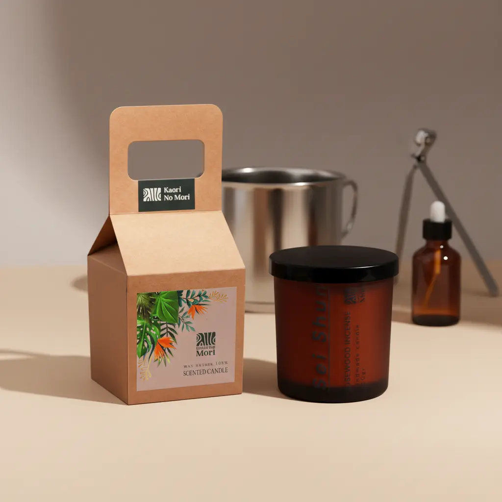 Ly nến, nắp và bao bì hướng tới thẩm mỹ hiện đại, dễ phối nội thất, ưu tiên vật liệu bền vững khi có thể.